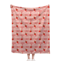 🍓Customized Strawberry Blanket - Personalized Name Toddler Blanket - Gift for Baby Girl, Kids - OLESA
