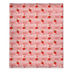 🍓Customized Strawberry Blanket - Personalized Name Toddler Blanket - Gift for Baby Girl, Kids - OLESA