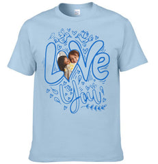 Customized T-shirt with the theme of "Love" - Customized Clothes Featuring Heart - shaped Photos - Gift for Couples,Boyfriend,Girfriend,Husband,Wife - OLESA