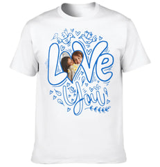 Customized T-shirt with the theme of "Love" - Customized Clothes Featuring Heart - shaped Photos - Gift for Couples,Boyfriend,Girfriend,Husband,Wife - OLESA