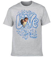 Customized T-shirt with the theme of "Love" - Customized Clothes Featuring Heart - shaped Photos - Gift for Couples,Boyfriend,Girfriend,Husband,Wife - OLESA