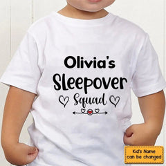 Customized Text and Backside Name Sleepover Squad Party Shirt - OLESA