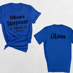 Customized Text and Backside Name Sleepover Squad Party Shirt - OLESA