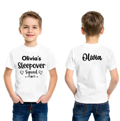 Customized Text and Backside Name Sleepover Squad Party Shirt - OLESA