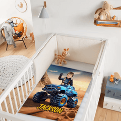 Customized Truck Blanket with Boy Name Picture,Personalized Kids Gift - OLESA