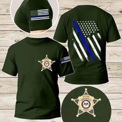 Customized U.S. Police Badge T-shirt - Personalized Stamps,Flags,Text for Police Badge Printed Apparel - A Gift For Police,Family,Dad,Grandfather - OLESA