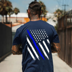 Customized U.S. Police Badge T-shirt - Personalized Stamps,Flags,Text for Police Badge Printed Apparel - A Gift For Police,Family,Dad,Grandfather - OLESA