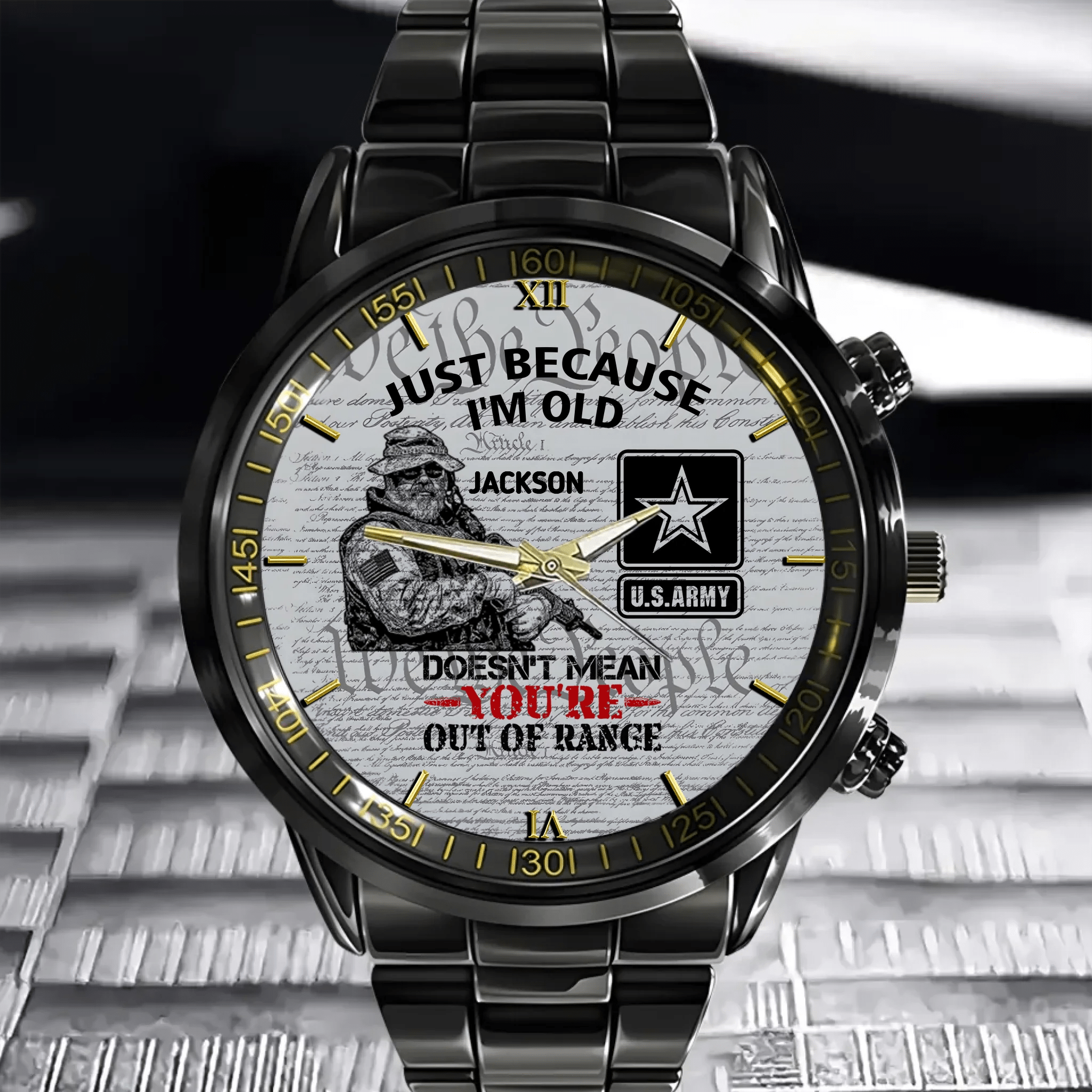 Customized Veterans Watch - Personalized Military Branch, Rank and Name Veteran Themed Timepiece - A Gift For Family, Veteran - OLESA