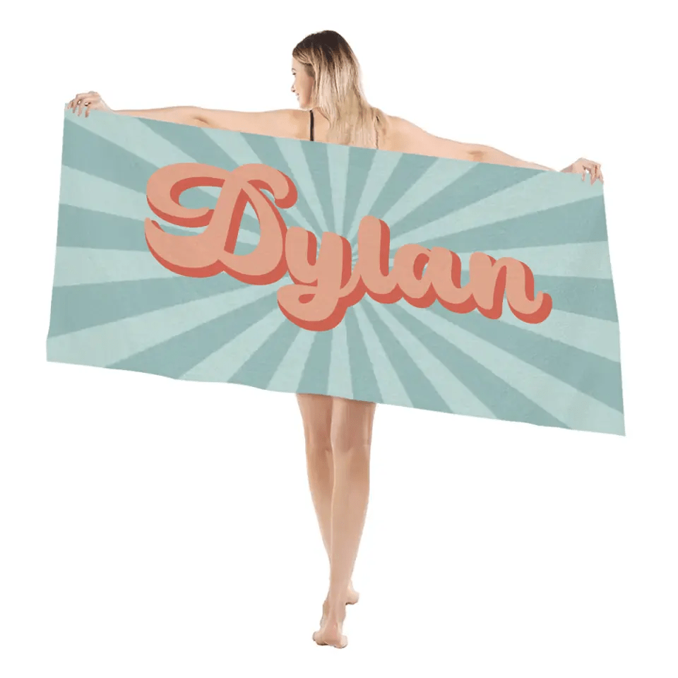 Customized Vintage Style Name Beach Towel Bath Towel Birthday Holiday Gift - OLESA