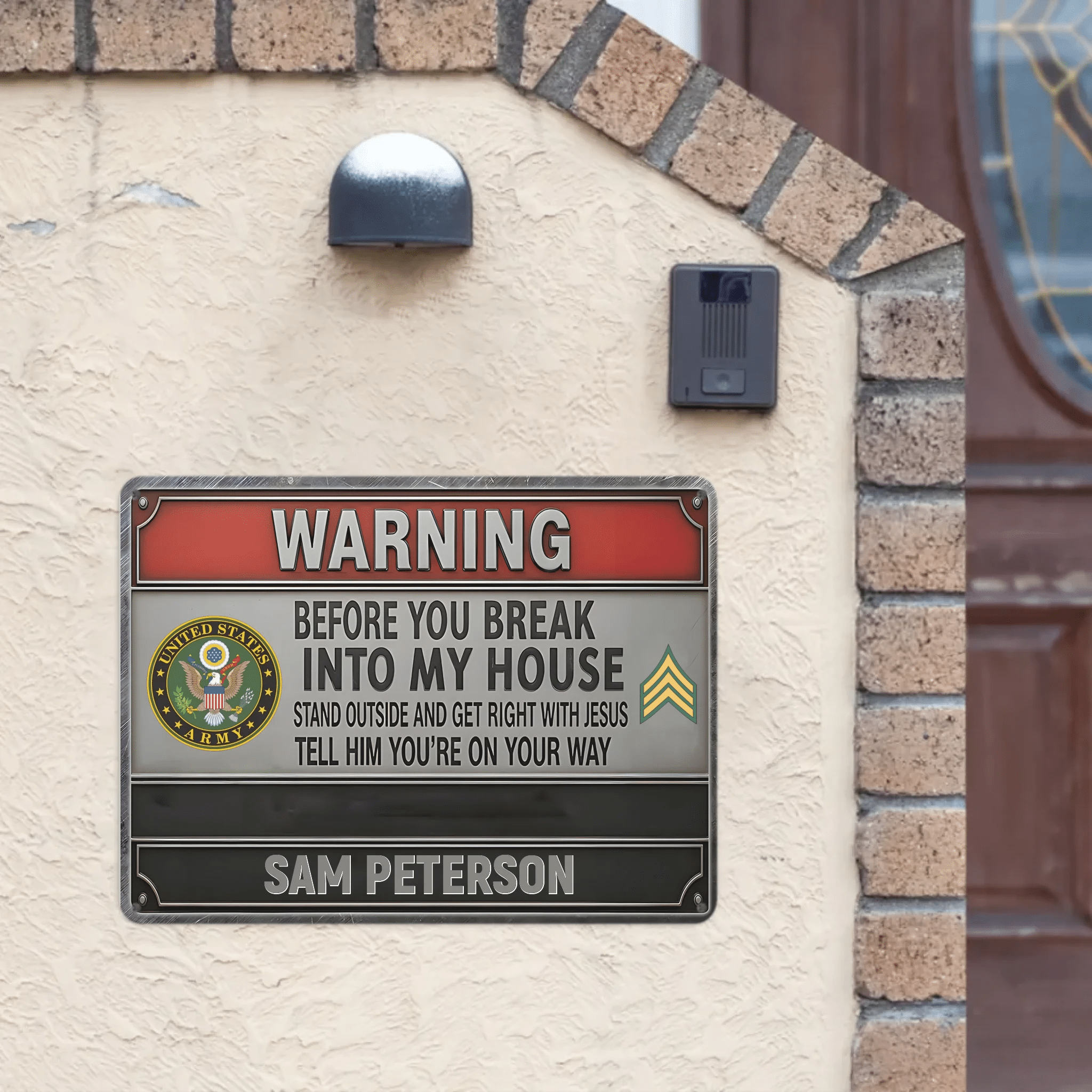 Customized Warning Metal Retro Painting - Personalized Veteran Rectangle Metal Sign - Military Gift - OLESA
