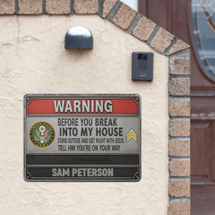 Customized Warning Metal Retro Painting - Personalized Veteran Rectangle Metal Sign - Military Gift - OLESA