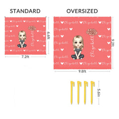Cute Cartoon Character - Personalised Name Heart Birth Flower Beach Mat - OLESA