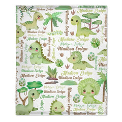 Cute Pastel Dinosaur - Personalised Name Dinosaur Blanket - Gifts for Girls,Dinosaur lovers,Newborns - OLESA
