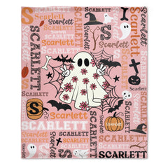 Cute Pink Ghost - Halloween Name Custom Personalized Decorative Blanket - Gift for Girls and Boys - OLESA