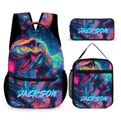 Cyberpunk Dinosaur Custom Backpack - Gift for Back - to - School Season - OLESA