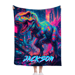 Cyberpunk Dinosaur - Personalized Blanket - OLESA