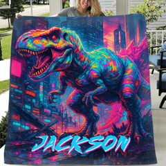 Cyberpunk Dinosaur - Personalized Blanket - OLESA