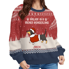 Dachshund Pattern Customized Clothing - Personalized Dachshund Pattern and Name Sweater - A Gift For Pet Lovers,Pet Owners - OLESA