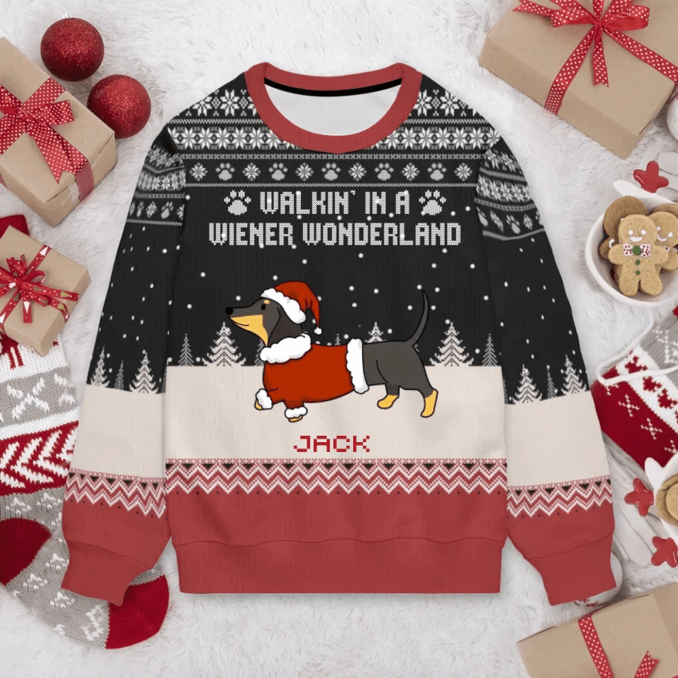 Dachshund Pattern Customized Clothing - Personalized Dachshund Pattern and Name Sweater - A Gift For Pet Lovers,Pet Owners - OLESA