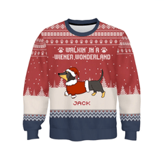 Dachshund Pattern Customized Clothing - Personalized Dachshund Pattern and Name Sweater - A Gift For Pet Lovers,Pet Owners - OLESA