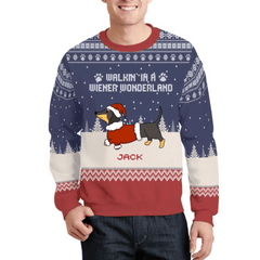 Dachshund Pattern Customized Clothing - Personalized Dachshund Pattern and Name Sweater - A Gift For Pet Lovers,Pet Owners - OLESA