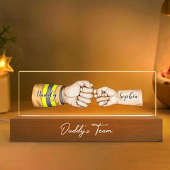 Daddy's Team Fist Bump - Personalized Acrylic LED Night Light - OLESA