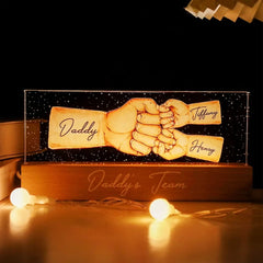 Daddy's Team Fist Bump - Personalized Acrylic LED Night Light - OLESA