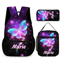 Dazzling Butterfly Name Customized Backpack - School Season Gift for Kids - OLESA