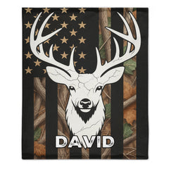 Deer Mix Flag Blanket - Personalized Name - Gift For Deer Lovers - OLESA
