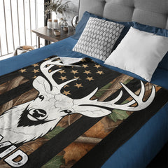 Deer Mix Flag Blanket - Personalized Name - Gift For Deer Lovers - OLESA