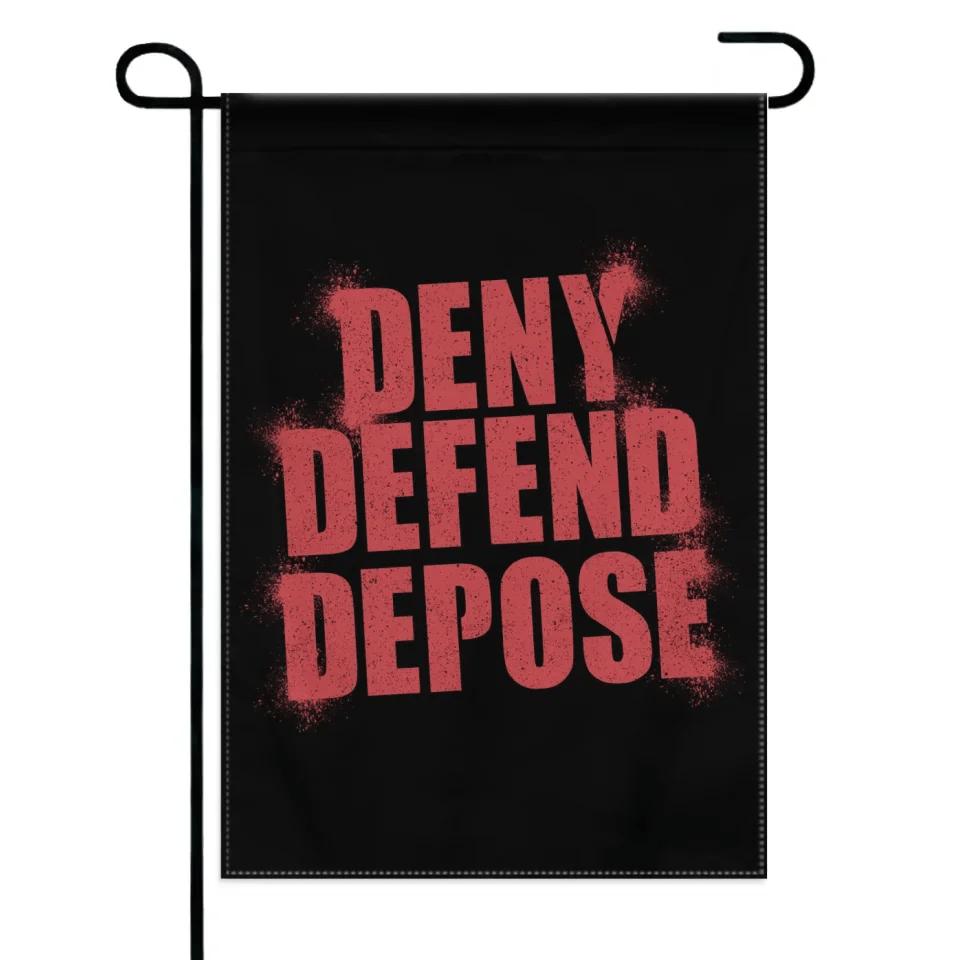 Deny,Defend and Depose Themed Spray Paint Text Effect Garden Decorative Flag - A Gift For Friend,Family,Colleagues,Roommates - OLESA