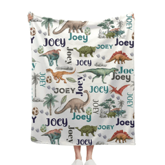 Dinosaur Century - Personalised Name Dinosaur Blanket - Gifts for Children,family - OLESA