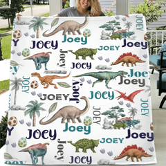Dinosaur Century - Personalised Name Dinosaur Blanket - Gifts for Children,family - OLESA