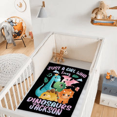 Dinosaurs - Personalised Name Dinosaur Blanket - Gifts for Girls,Dinosaur lovers - OLESA
