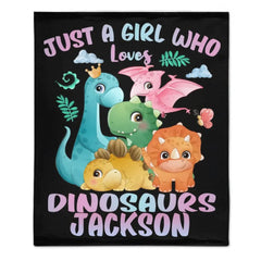 Dinosaurs - Personalised Name Dinosaur Blanket - Gifts for Girls,Dinosaur lovers - OLESA
