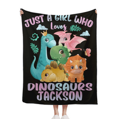 Dinosaurs - Personalised Name Dinosaur Blanket - Gifts for Girls,Dinosaur lovers - OLESA