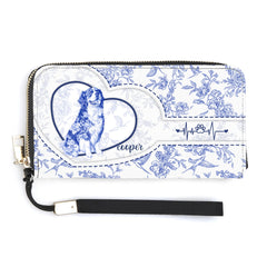 Dog Lover Gift Custom Toile De Jouy French Style - Personalized Long Wallet - OLESA