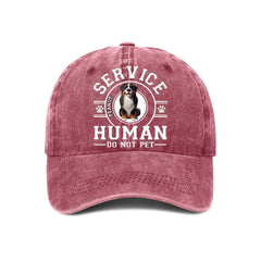 Dog Service Human Cartoon - Personalized Custom Vintage Washed Denim Cap - OLESA