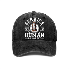 Dog Service Human Cartoon - Personalized Custom Vintage Washed Denim Cap - OLESA
