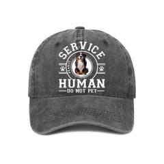 Dog Service Human Cartoon - Personalized Custom Vintage Washed Denim Cap - OLESA