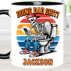 Doing Dad Shit | Funny Skeleton Toilet Sublimation Design - Personalized Father Mug - OLESA