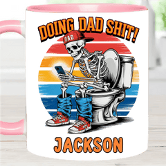 Doing Dad Shit | Funny Skeleton Toilet Sublimation Design - Personalized Father Mug - OLESA