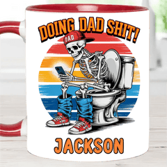 Doing Dad Shit | Funny Skeleton Toilet Sublimation Design - Personalized Father Mug - OLESA