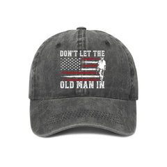 Don't Let The Old Man In - American Flag Vintage Baseball Denim Cap - OLESA