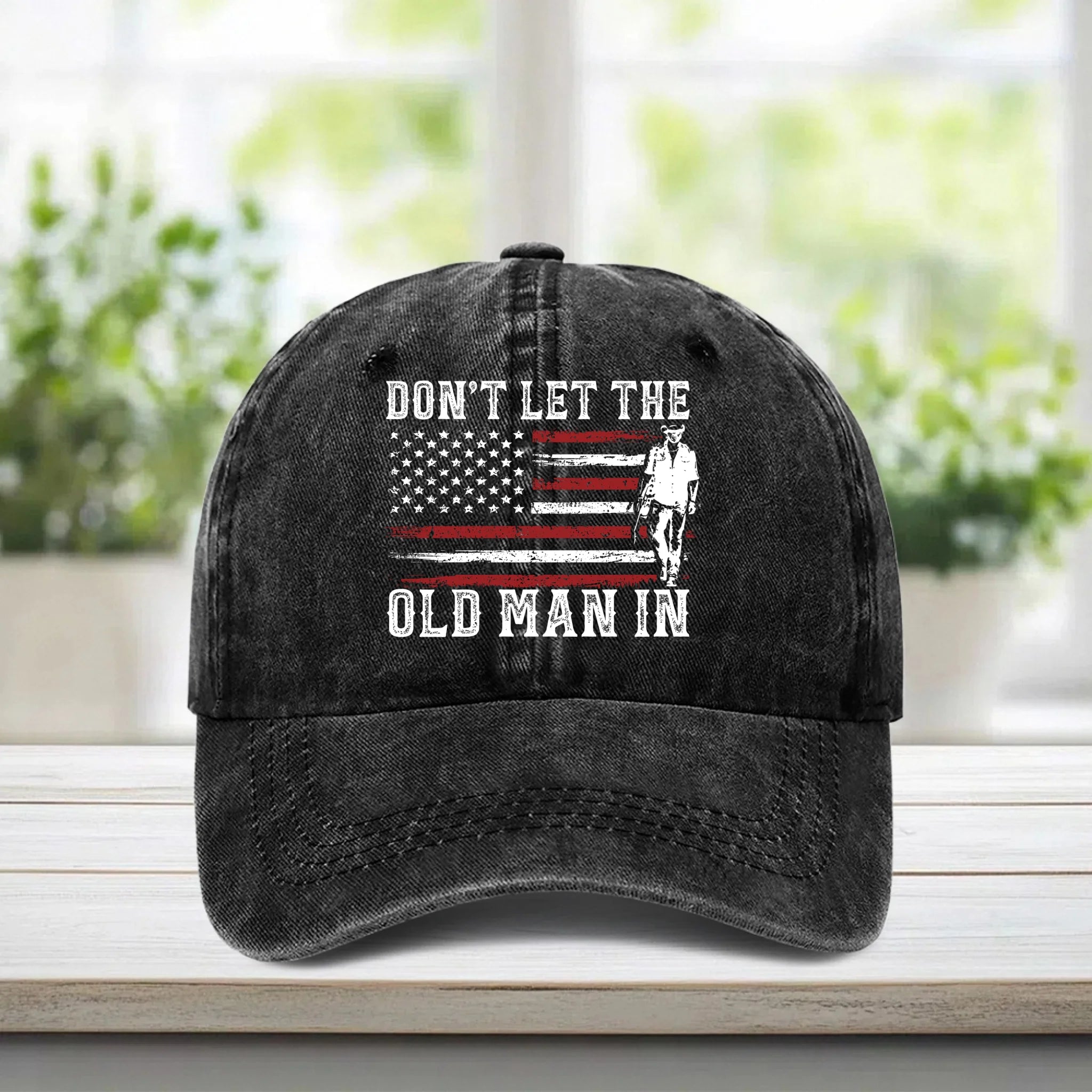 Don't Let The Old Man In - American Flag Vintage Baseball Denim Cap - OLESA