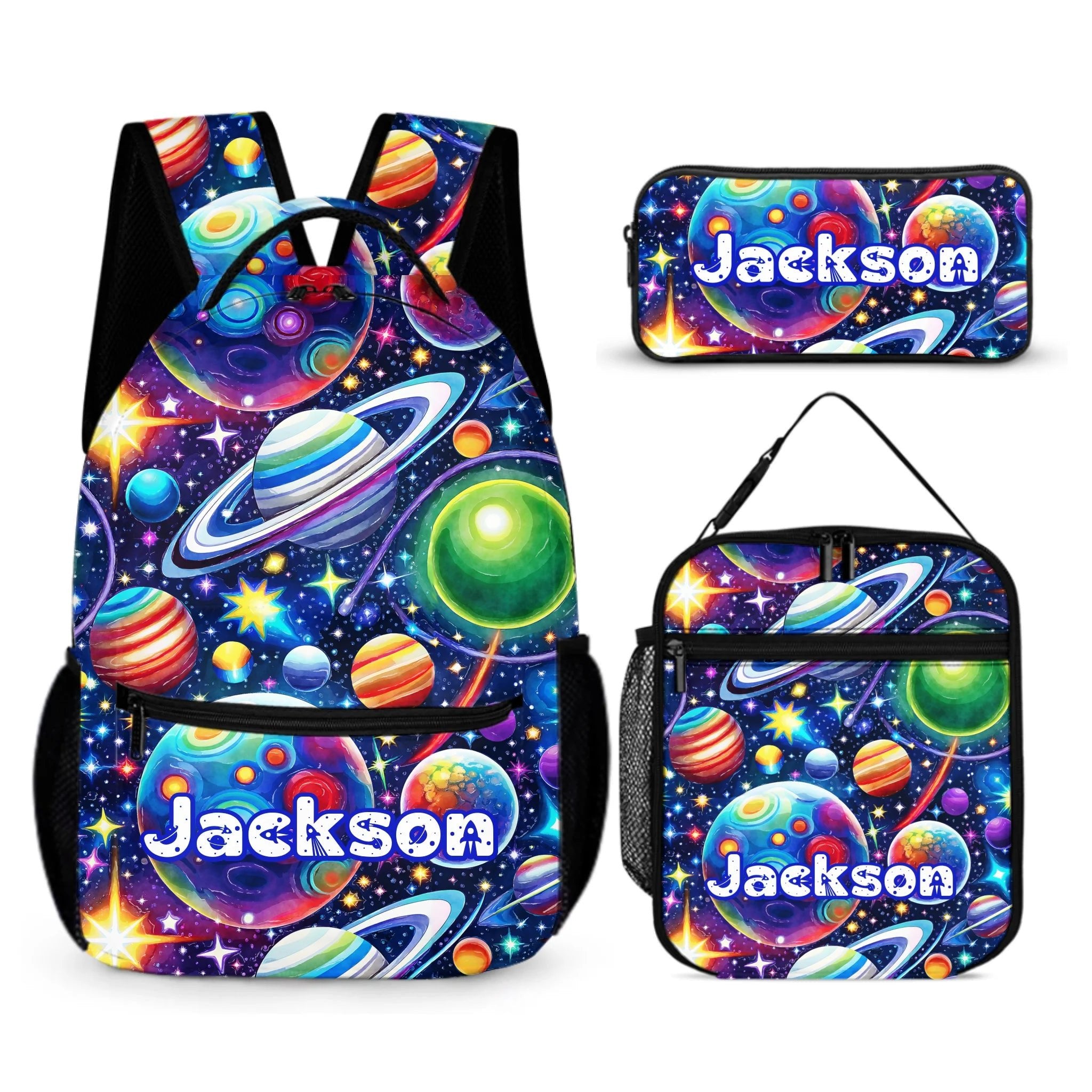 Dreamy Starry Universe Custom Backpack - Personalized Name - Planet Enthusiast Gift - OLESA
