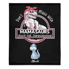 Family Customised Dinosaur Blanket - Personalised Name And Dinosaur Print Blanket - A Gift For Family,Mom - OLESA