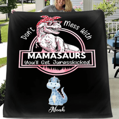 Family Customised Dinosaur Blanket - Personalised Name And Dinosaur Print Blanket - A Gift For Family,Mom - OLESA