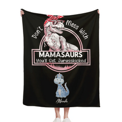 Family Customised Dinosaur Blanket - Personalised Name And Dinosaur Print Blanket - A Gift For Family,Mom - OLESA
