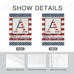 Family Last Name Initial Garden Flag - 4th of July Patrioctics, Double Sided - OLESA